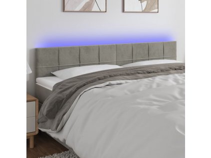 Čelo postele s LED světle šedé 160x5x78/88 cm samet