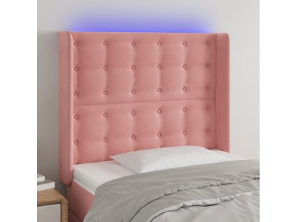 Čelo postele s LED růžové 93 x 16 x 118/128 cm samet