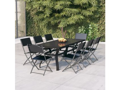 9dílný zahradní jídelní set šedočerný 3102921