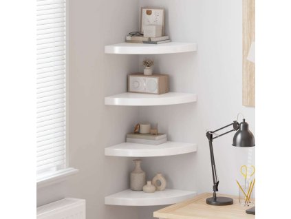 323909 vidaXL Floating Corner Shelves 4 pcs High Gloss White 35x35x3,8 cm MDF 323909