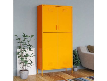 Šatní skříň hořčicově žlutá 90 x 50 x 180 cm ocel 336245