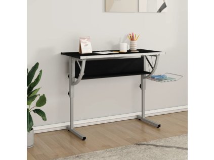 Řemeslný stůl černý a šedý 110x53x(58–87) cm kompozit a ocel 340929