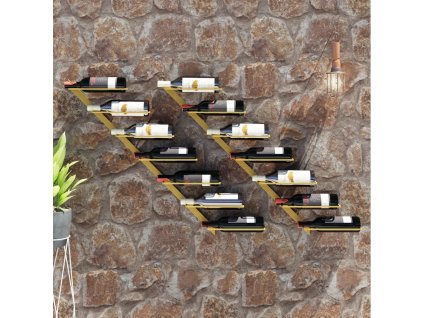 Nástěnné stojany na víno na 7 lahví 2 ks zlaté kov 340899