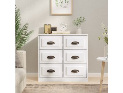 Příborník bílý vysoký lesk 70 x 35,5 x 67,5 cm kompozitní dřevo 816434