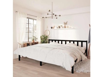 Rám postele černý masivní borové dřevo 200 x 200 cm 810106