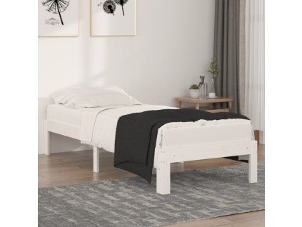 Rám postele bílý masivní dřevo 75 x 190 cm malé jednolůžko 810326