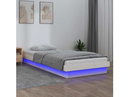 Rám postele s LED bílý 75 x 190 cm Small Single masivní dřevo 819998