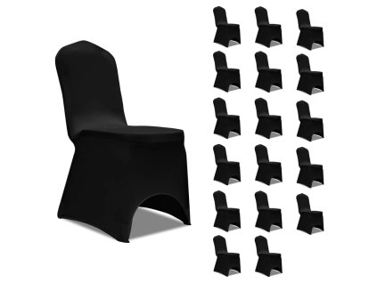 Potahy na židle napínací černé 18 ks 3051638