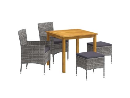 5dílný zahradní jídelní set šedý 3067684