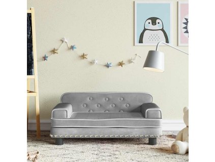 Dětská pohovka světle šedá 70 x 45 x 30 cm samet 3196294