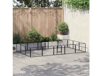 Ohrádka pro psy 16 panelů ocelová 60 x 80 cm černá 275492