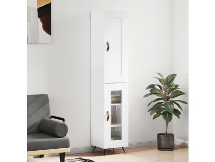 Skříň highboard bílá s vysokým leskem 34,5x34x180 cm kompozit 3200363