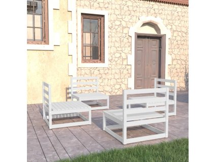 4dílná zahradní sedací souprava bílá masivní borovice 3075260