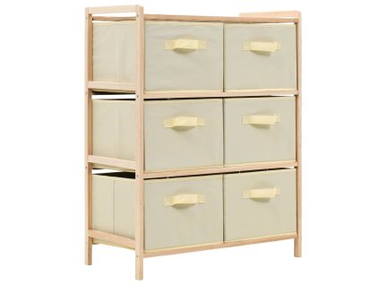 Úložný regál s 6 látkovými košíky cedrové dřevo béžový 246439