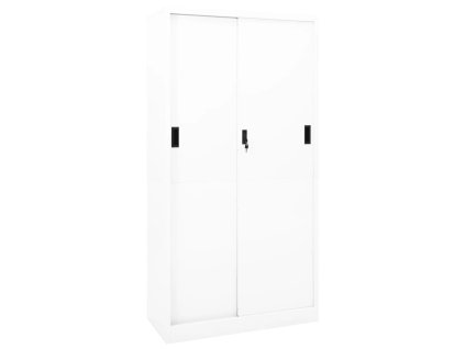 Kancelářská skříň s posuvnými dveřmi bílá 90 x 40 x 180 cm ocel 335958