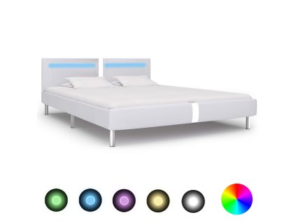 Rám postele s LED světlem bílý umělá kůže 180 x 200 cm 280855