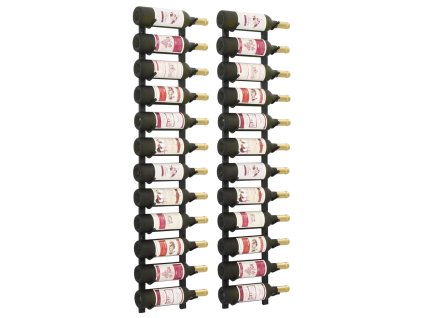 Nástěnný stojan na víno na 12 lahví 2 ks černý železný 282467