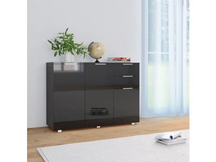 Příborník černý s vysokým leskem 107x35x80,5 cm 283719