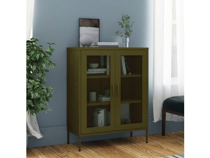 Úložná skříň olivově zelená 80 x 35 x 101,5 cm ocel 336171