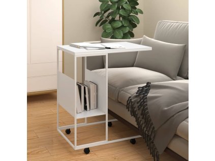 Odkládací stolek s kolečky bílý 55x36x63,5 cm kompozitní dřevo 343111