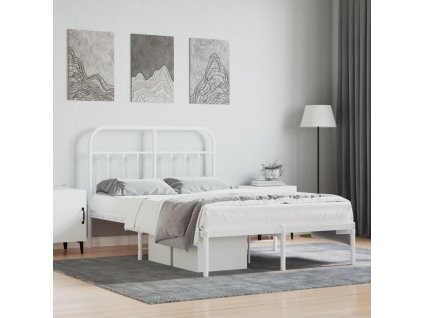 Kovový rám postele s čelem bílý 120 x 190 cm 352624