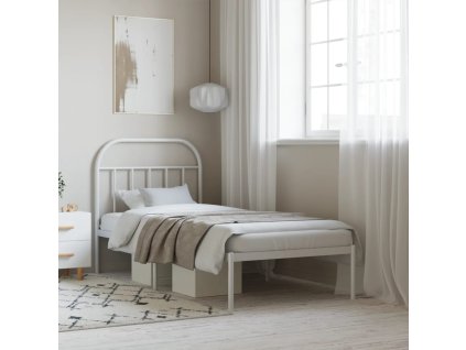 Kovový rám postele s čelem bílý 90 x 190 cm 353676