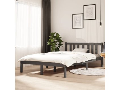 Rám postele šedý masivní dřevo 120 x 200 cm 814881