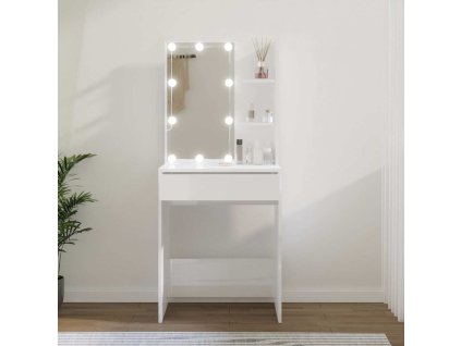 Toaletní stolek s LED lesklý bílý 60 x 40 x 140 cm 808834