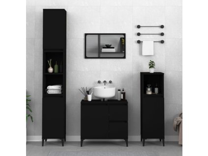 Koupelnová skříňka černá 30 x 30 x 190 cm kompozitní dřevo 819797