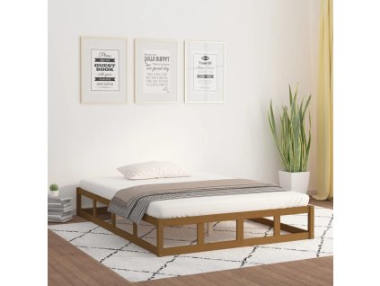 Rám postele medově hnědý 200 x 200 cm masivní dřevo 820819