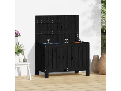 Zahradní úložný box černý 76 x 42,5 x 54 cm masivní borovice 823826