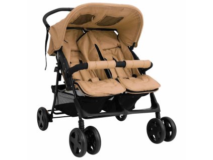 Dvojitý kočárek taupe ocel 10343
