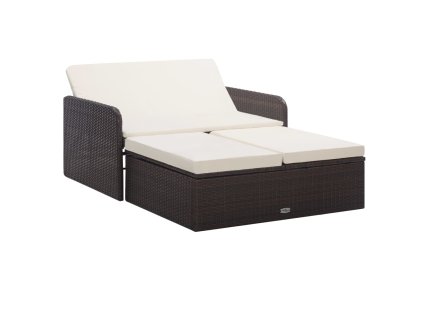 2dílná zahradní sedací souprava s poduškami polyratan hnědá 46079