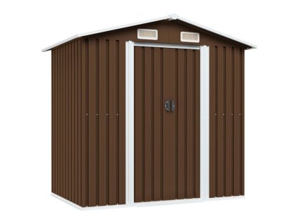Zahradní domek na nářadí hnědý 204 x 132 x 186 cm ocel 47029
