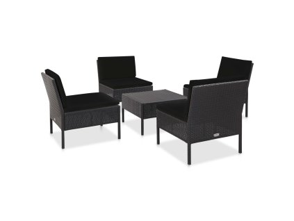 5dílná zahradní sedací souprava s poduškami polyratan černá 48945