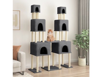 Škrabadlo pro kočky se sisalovými sloupky tmavě šedé 199 cm 172081