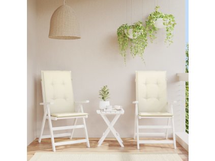 Podušky na židli vysoké opěradlo 2 ks krémové 120x50x3cm textil 43181