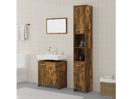 3dílný set koupelnového nábytku kouřový dub kompozitní dřevo