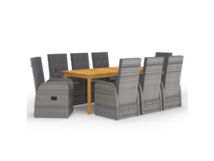 9dílný zahradní jídelní set šedý 3067904