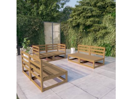 6dílná zahradní sedací souprava medově hnědá masivní borovice 3075412