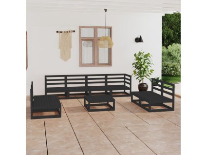 9dílná zahradní sedací souprava černá masivní borovice 3075438