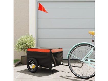 Vozík za kolo černý a oranžový 30 kg železo 94075