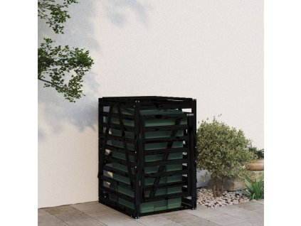 Úložný box na popelnici černý 84x90x128,5 cm masivní borovice 825104