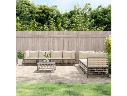 9dílná zahradní sedací souprava s poduškami antracit polyratan 3186708