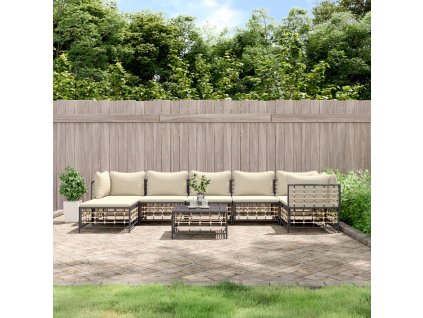 8dílná zahradní sedací souprava s poduškami antracit polyratan 3186776