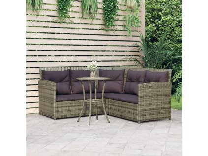 2dílná sedací souprava ve tvaru L s poduškami šedá polyratan 319658