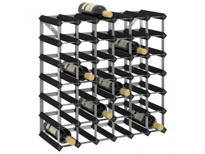 Stojan na víno na 42 lahví černý masivní borové dřevo 325915