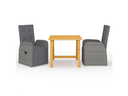 3dílný zahradní jídelní set šedý 3068712