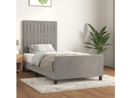 Rám postele bez matrace světle šedý 90 x 200 cm samet 3125855