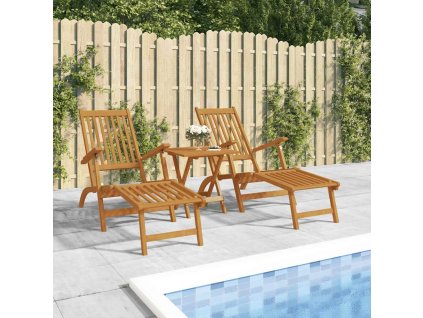 Zahradní polohovací křesla s podnožkami a stolkem masiv akácie 3120440